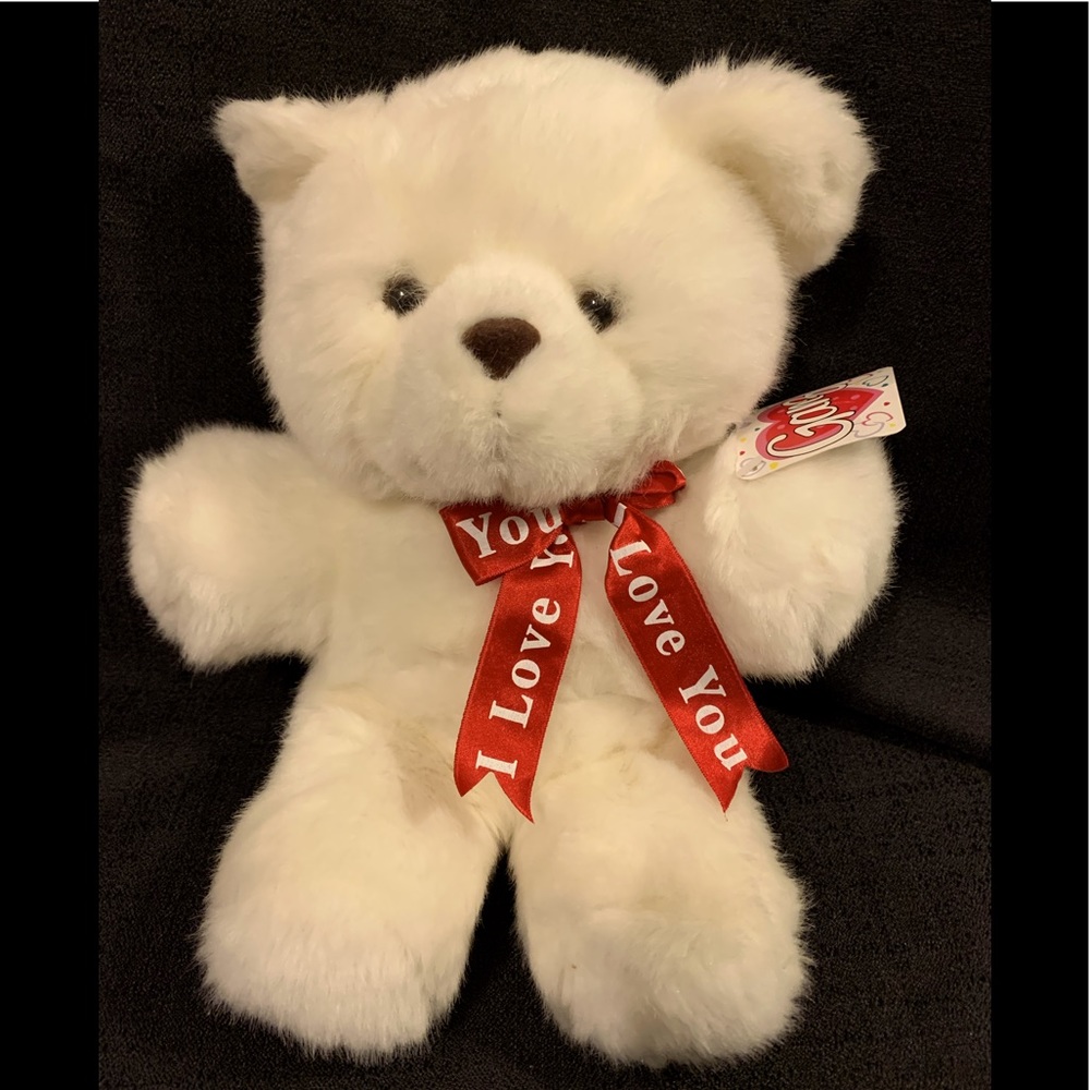 12” Vintage 1990 Ganz Valentine Tumbles White Bear I Love You Ribbon NWT